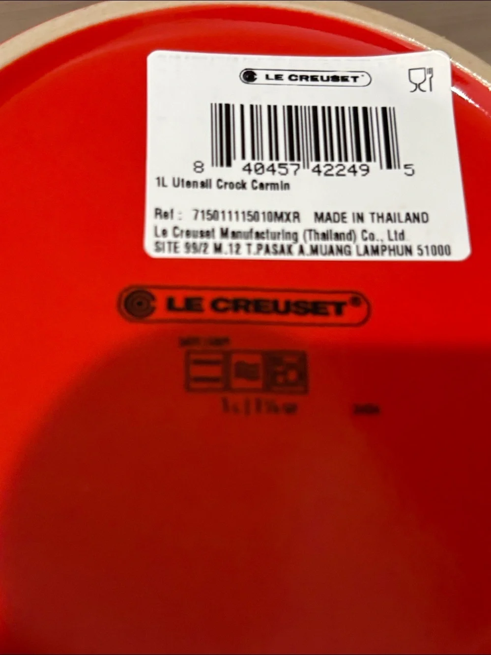 NWT Le Creuset carmin red orange Utensil crock (only)
